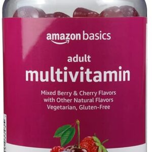 Amazon Basics Adult Multivitamin Gummies, Mixed Berry & Cherry, Pack of 1 (Previously Solimo)
