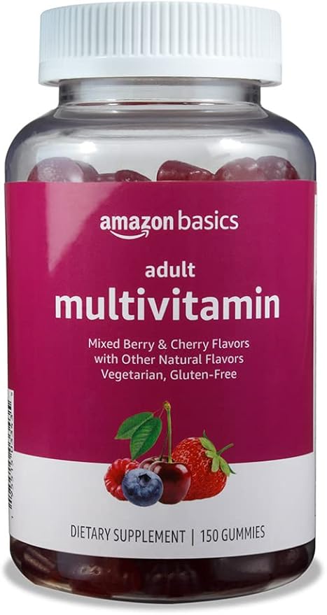 Amazon Basics Adult Multivitamin Gummies, Mixed Berry & Cherry, Pack of 1 (Previously Solimo)