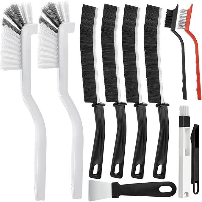 Wohohoho 10Pcs Cleaning Brushes Set, Hard Bristle Crevice Cleaning Brush, Small Corner & Windows Brush, Cleaning Supplies for Groove Window Tracks Bathroom Kitchen