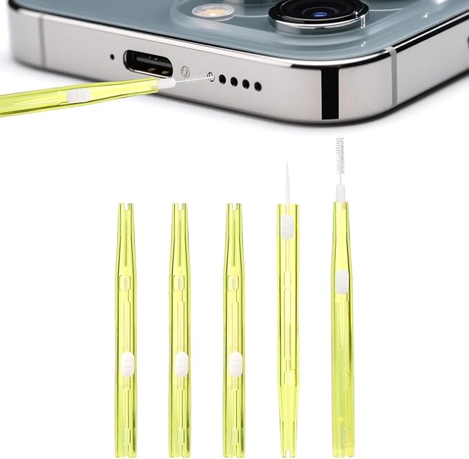 5pcs Phone Cleaning Brushes, Bristles & Hook Double-Sided Mini Cleaning Brush Kit Anti-Clogging Charging Port USB C
