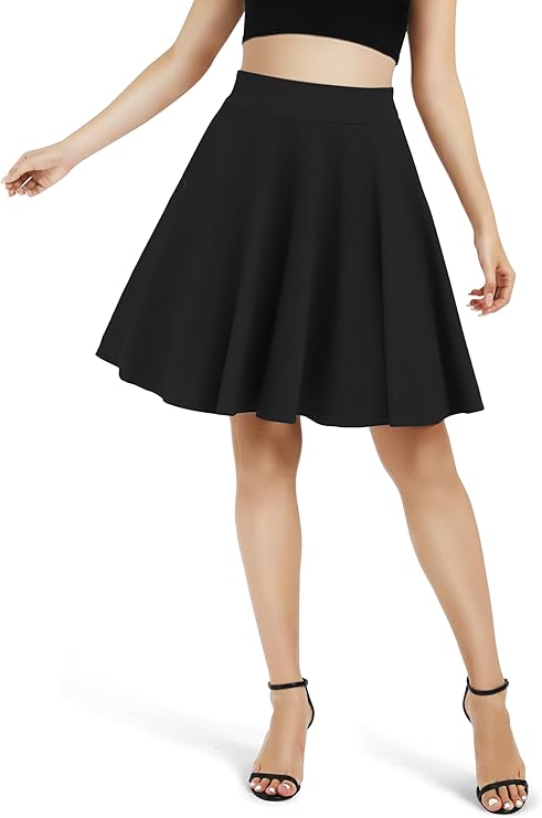 Urban CoCo Women's Basic Versatile Stretchy Casual Mini Skater Skirt - Image 2