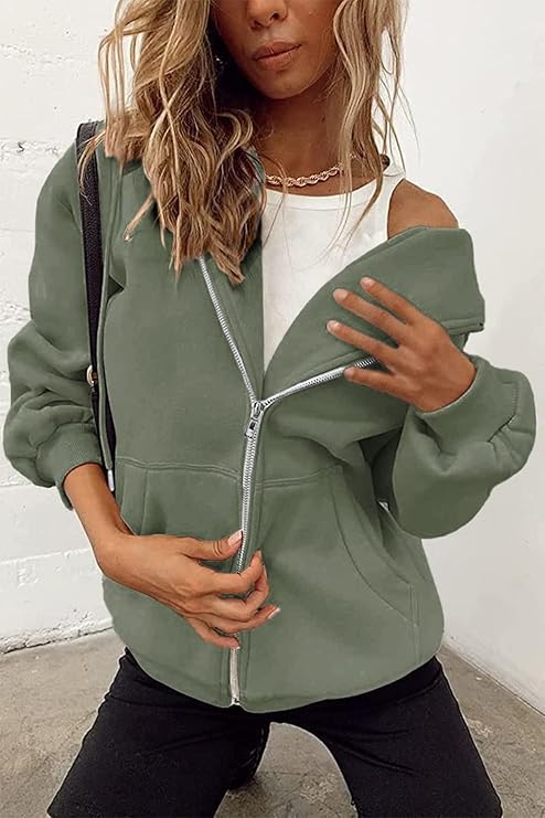 AUTOMET Womens Zip Up Hoodies Oversized Sweatshirts Fleece Jackets Long Sleeve Crop Sherpa Fall Outfits 2025 - Image 2