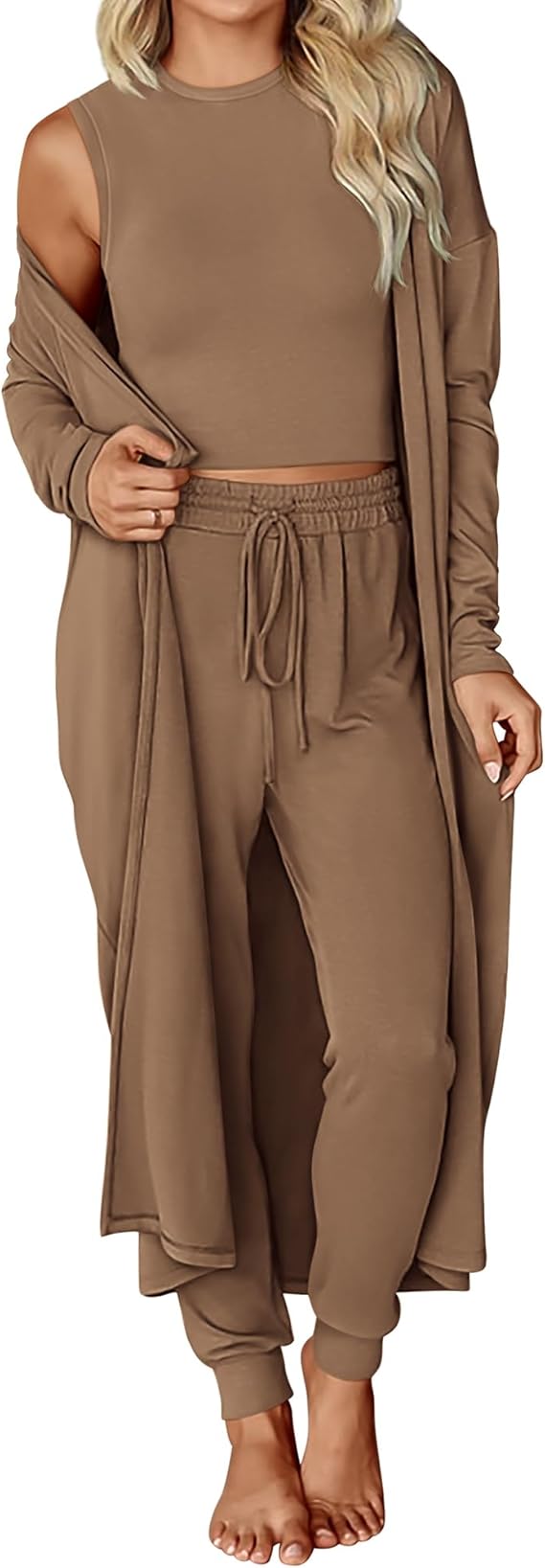 BTFBM 3 Piece Matching Sets Tank Tops Wide Long Pants Cardigan Lounge Sets For Women Sweatsuit Outfit 2025