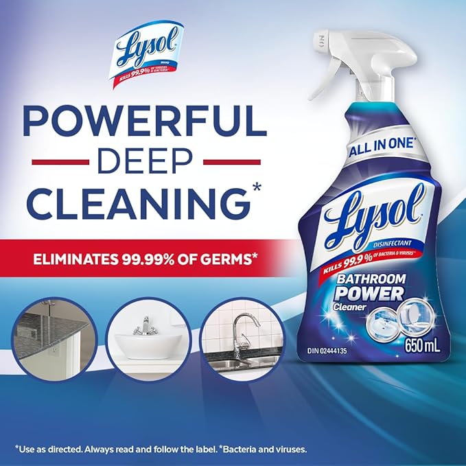 Lysol Bathroom Power Cleaner, All in One, Disinfectant Bathroom Foam Cleaner,650mL - Image 2