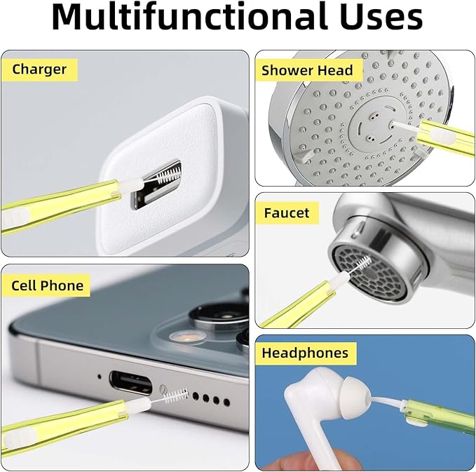 5pcs Phone Cleaning Brushes, Bristles & Hook Double-Sided Mini Cleaning Brush Kit Anti-Clogging Charging Port USB C - Image 3