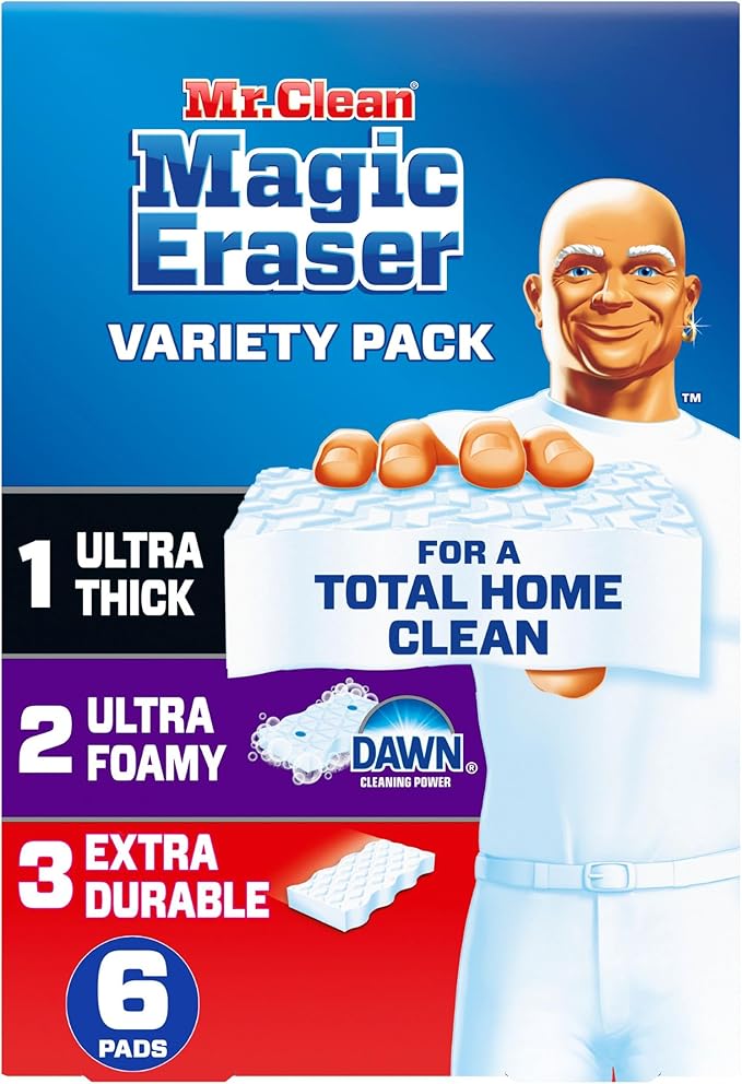 Mr. Clean Magic Eraser Variety Pack with Ultra Thick, Ultra Foamy, and Extra Durable Multi Purpose Cleaner, 6ct