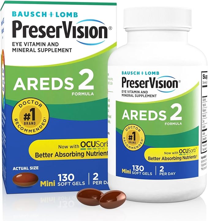 PreserVision AREDS 2 Eye Vitamins, #1 Eye Doctor Recommended Brand, Lutein and Zeaxanthin Supplement with Vitamin C, Vitamin E,Zinc, and Copper, (Minigels)