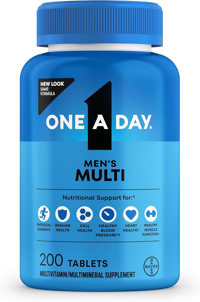 One A Day Multivitamin for Men - Daily Mens Multivitamins with Vitamin D, Zinc, Folic Acid, and B Vitamins, Physical Energy Support,