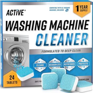 Washing Machine Cleaner 24 Tablets - Deep Cleaning Descaler Pods For HE Front Loader & Top Load Washer, Septic Safe Eco-Friendly Deodorizer, - 12 Month Supply
