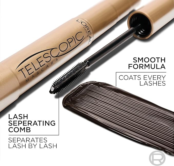 L’Oréal Paris Telescopic Mascara, Eyelash Lengthening Mascara, Unique Non-Clumping Formula, , Blackest Black, 8 ml - Image 2