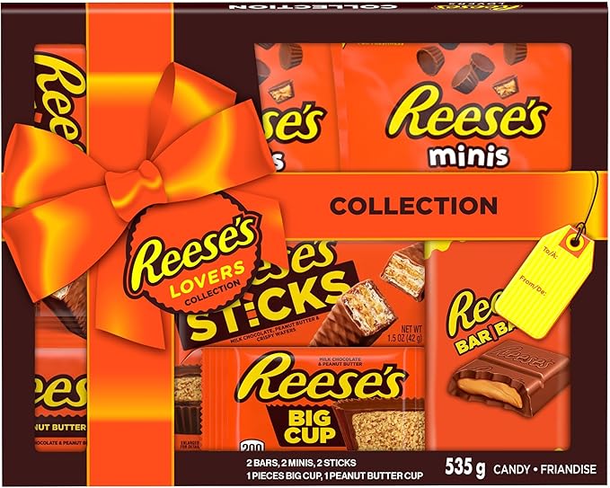 Reese's Lovers Gift Box, Assorted Chocolate Peanut Butter Bars, 535g (8 Assorted Bars)