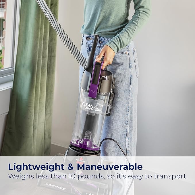 Bissell CleanView Compact Turbo Upright Vacuum with Quick Release Wand, Full Size Power,Dorms, 3437F - Image 3